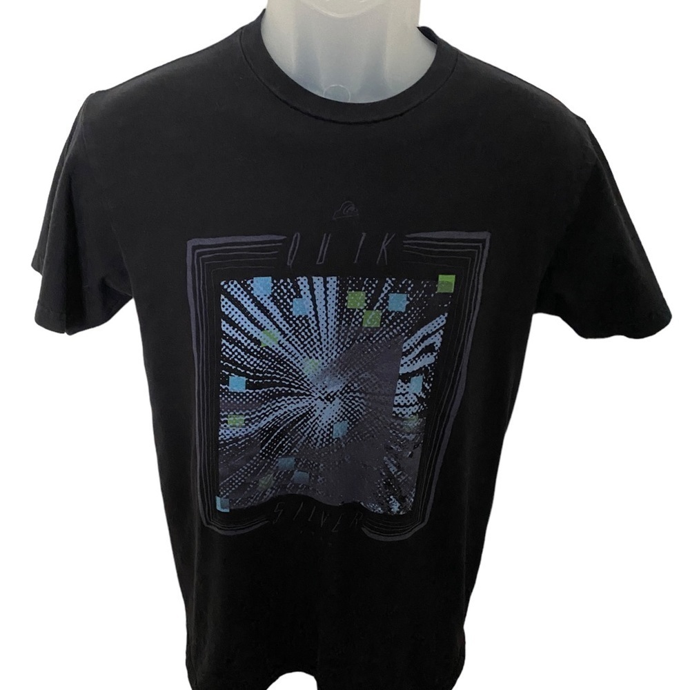 QUIKSILVER Green & Blue Graphic Surf Tee Shirt Men S Small
